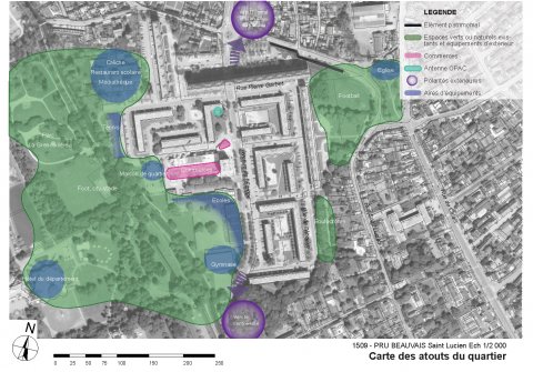 ARVAL architecture - NPNRU – Etude quartier Saint-Lucien – Beauvais - 5 1509-St Lucien-analyse urbaine-carte des atouts