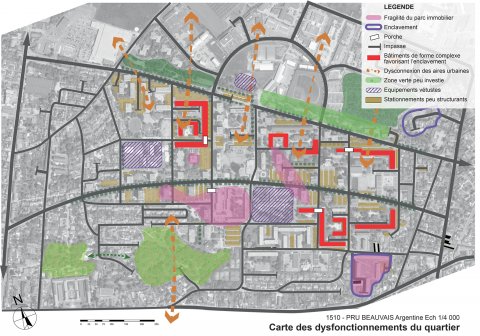 ARVAL architecture - NPNRU – Etude Quartier Argentine – Beauvais - 6 ARVAL NPRU Argentine-carte des dysfonctionnements