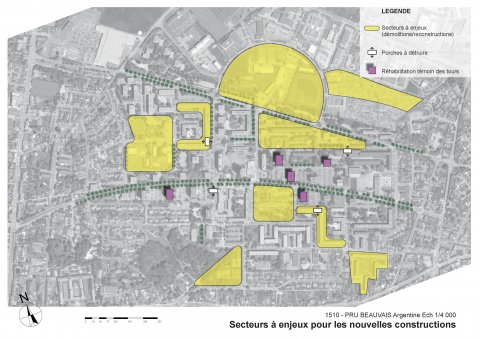 ARVAL architecture - NPNRU – Etude Quartier Argentine – Beauvais - 7 ARVAL NPRU Argentine-carte des secteurs à enjeux