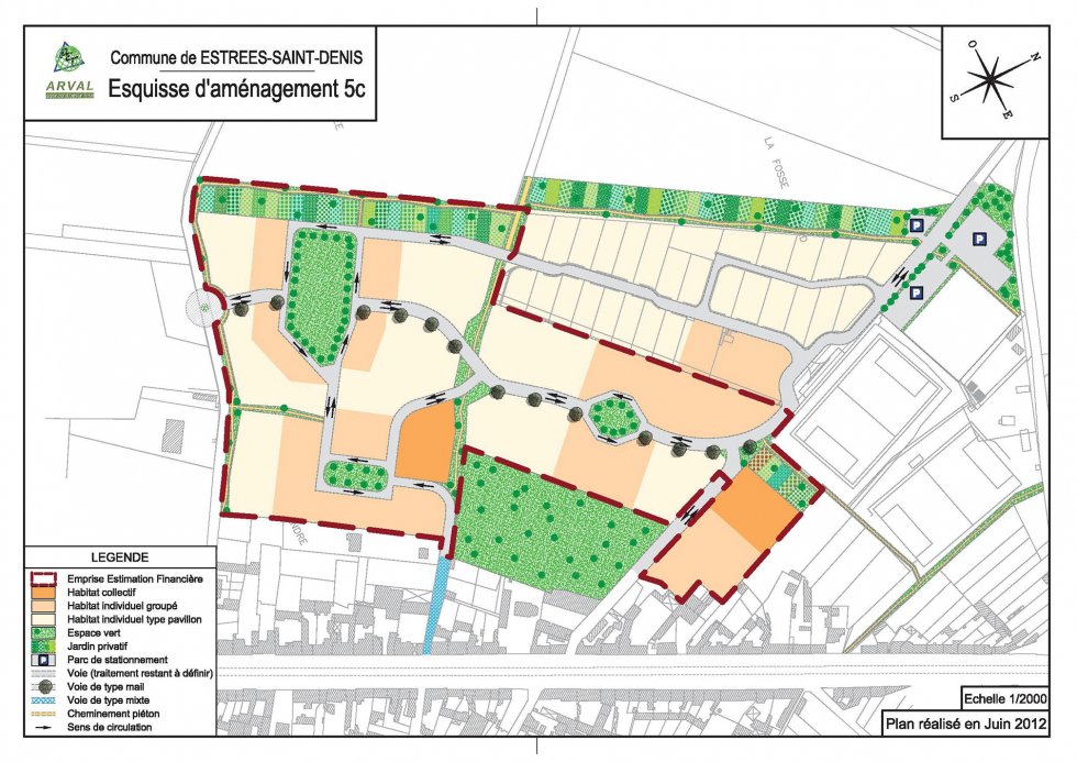 ARVAL architecture - Etude d’Aménagement – Estrées-Saint-Denis (60) - 1 Esquisse d'aménagement