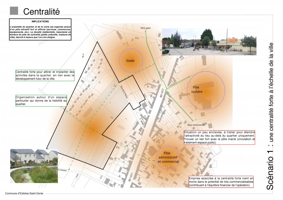 ARVAL architecture - Etude d’Aménagement – Estrées-Saint-Denis (60) - 3 Diagnostic : centralisé - scénario 1