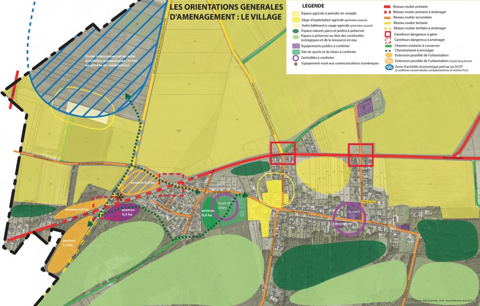 ARVAL architecture - PLAN LOCAL D’URBANISME (PLU) – BAZICOURT (60) - 1 Carte du PADD à l'échelle du village. 