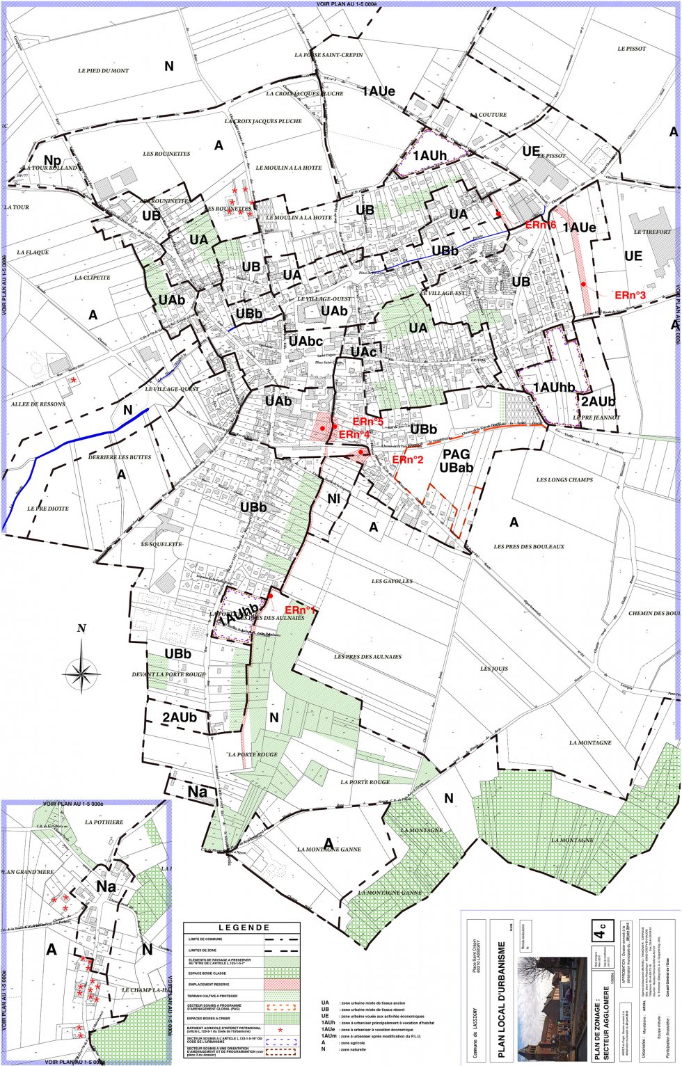 ARVAL architecture - PLAN LOCAL D’URBANISME (PLU) – LASSIGNY (60) - 3 PLU Lassigny plan de zonage 2000eme