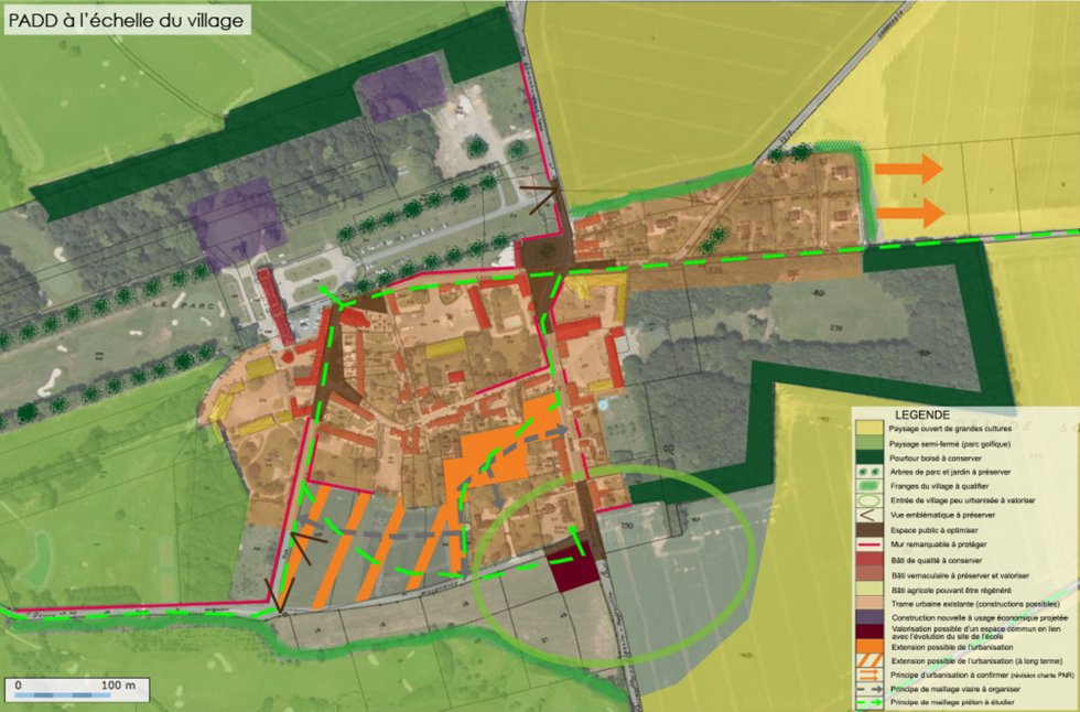 ARVAL architecture - PLAN LOCAL D’URBANISME (PLU) – RARAY (60) - 3 PLU Raray - extrait du PADD - carte du PADD à l'échelle du village