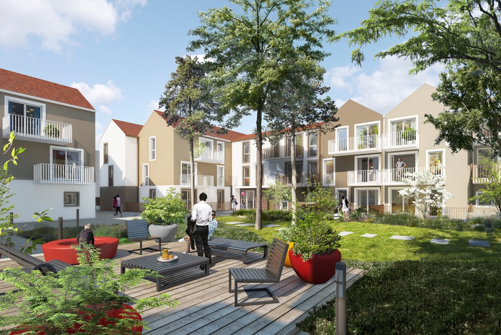 ARVAL architecture - Logements – Plessis Belleville - 3 ARVAL Logements Plessis Belleville - vue en coeur d'ilot