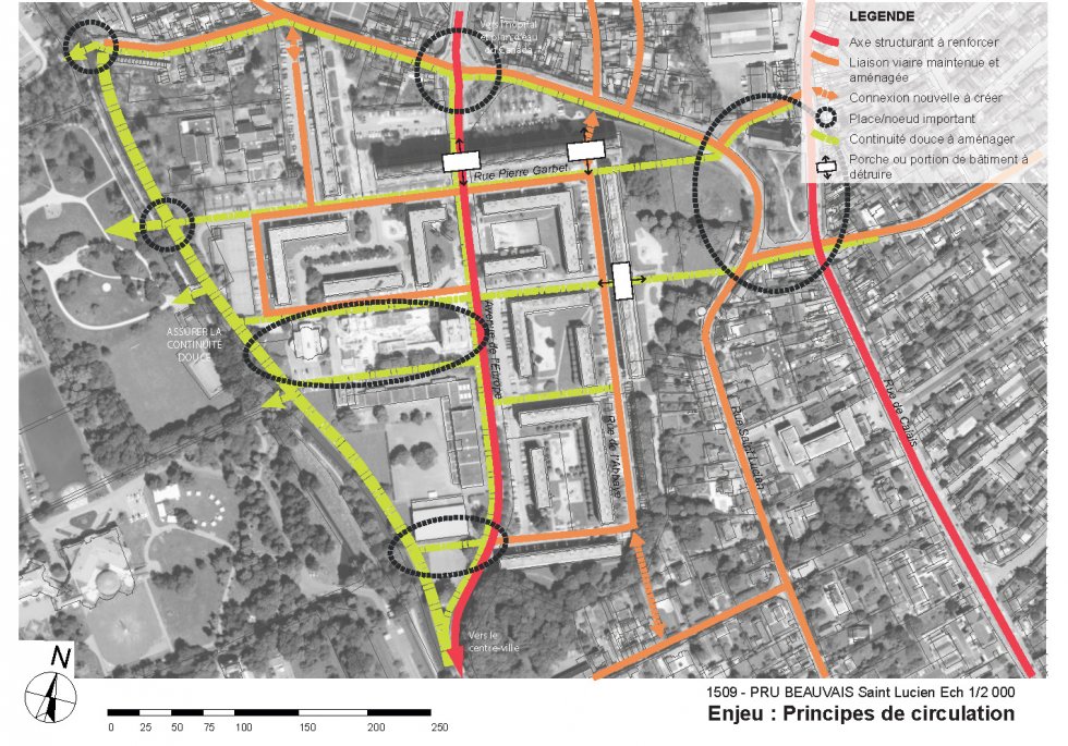 ARVAL architecture - NPNRU – Etude quartier Saint-Lucien – Beauvais - 7 1509-St Lucien-analyse urbaine-principes de circulation