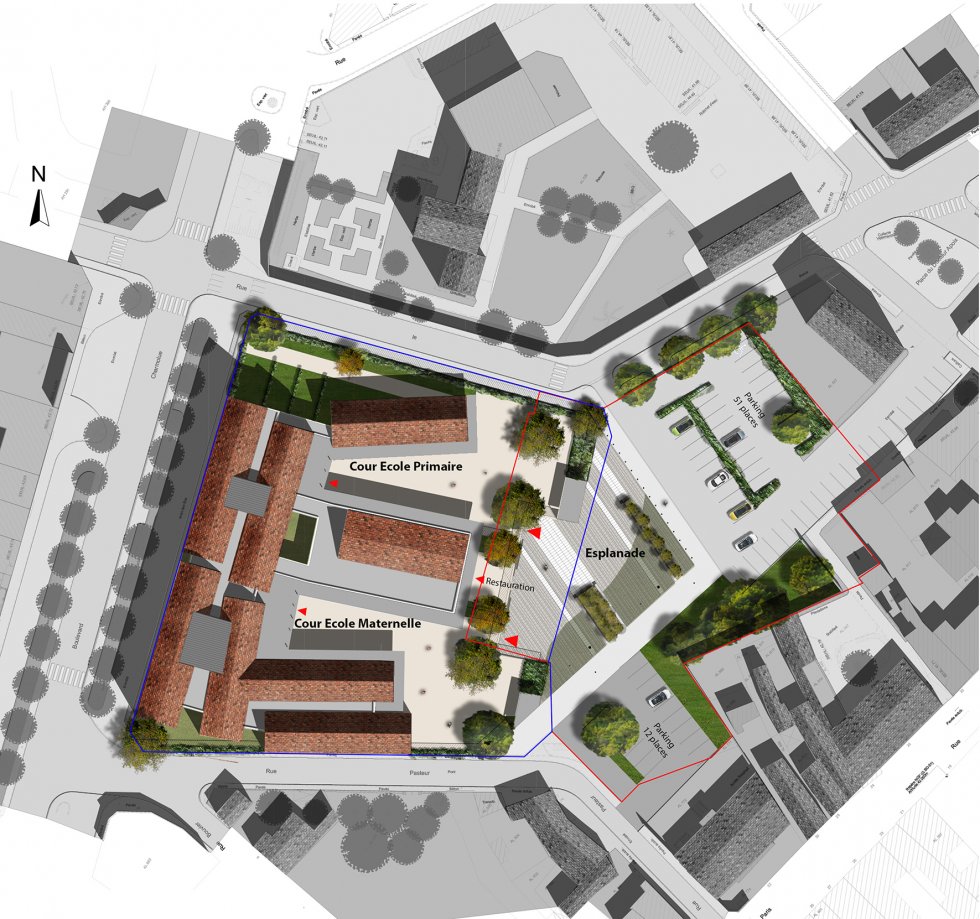 ARVAL architecture - Ecoles St. Exupéry et Weissenburger – Noyon - 2 ARVAL Ecole Weissenburger à Noyon - plan de masse