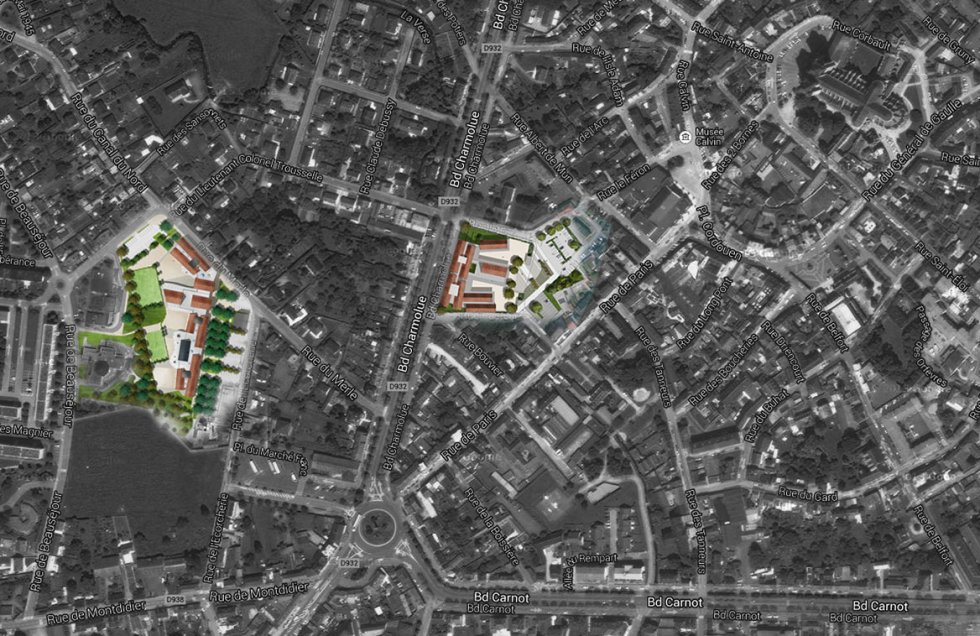 ARVAL architecture - Ecoles St. Exupéry et Weissenburger – Noyon - 1 ARVAL Ecole St Exupéry et Weissenburger à Noyon  - plan de situation