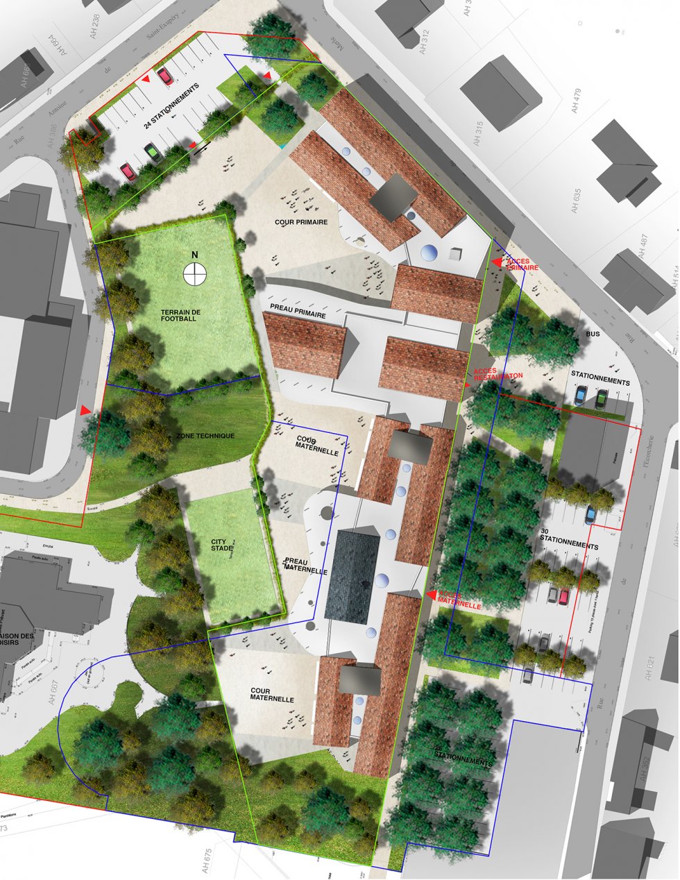 ARVAL architecture - Ecoles St. Exupéry et Weissenburger – Noyon - 6 ARVAL Ecole St Exupéry à Noyon  - plan de masse